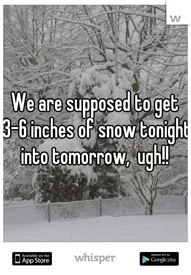 We are supposed to get 3-6 inches of snow tonight into tomorrow,  ugh!! 