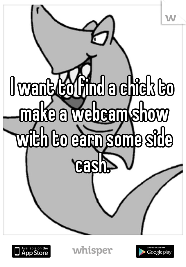 I want to find a chick to make a webcam show with to earn some side cash. 