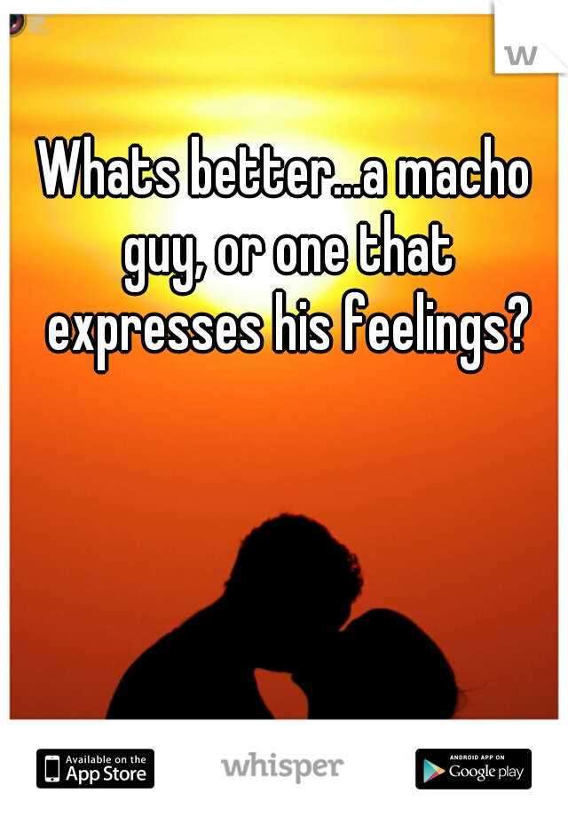 Whats better...a macho guy, or one that expresses his feelings?