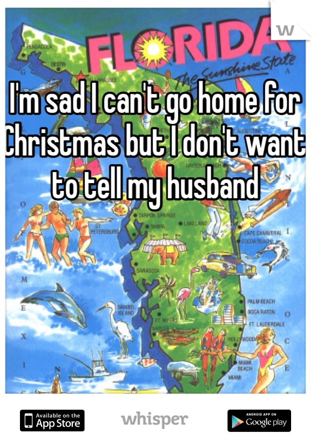I'm sad I can't go home for Christmas but I don't want to tell my husband 
