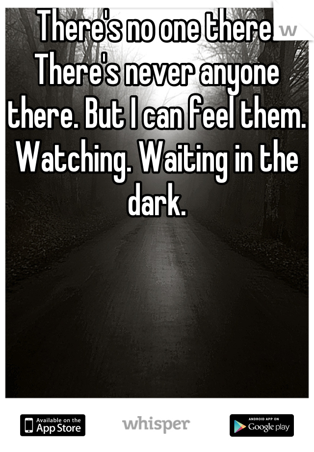 There's no one there. There's never anyone there. But I can feel them. Watching. Waiting in the dark.