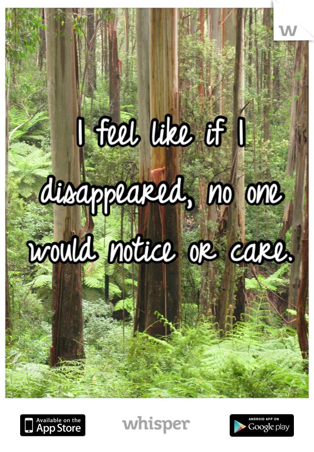 I feel like if I disappeared, no one would notice or care. 