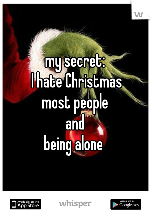 my secret:
 I hate Christmas
most people
and
being alone 