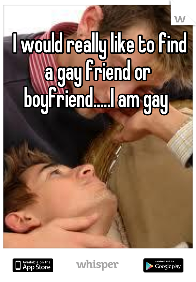  I would really like to find a gay friend or boyfriend.....I am gay 