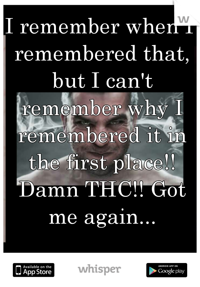 I remember when I remembered that, but I can't remember why I remembered it in the first place!! Damn THC!! Got me again...