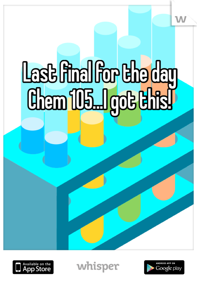 Last final for the day Chem 105...I got this! 