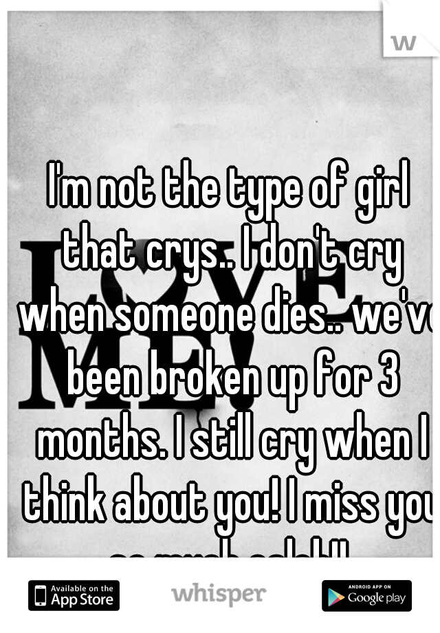 I'm not the type of girl that crys.. I don't cry when someone dies.. we've been broken up for 3 months. I still cry when I think about you! I miss you so much caleb!! 