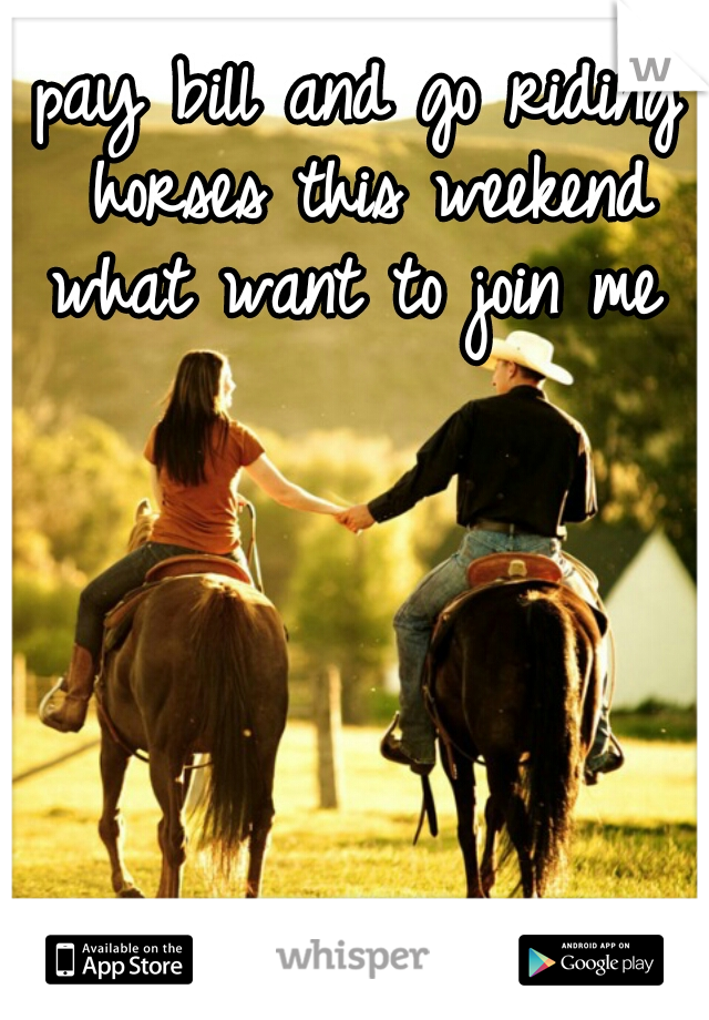 pay bill and go riding horses this weekend what want to join me 