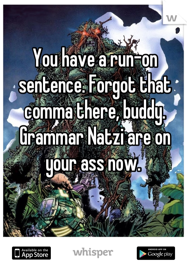 You have a run-on sentence. Forgot that comma there, buddy. Grammar Natzi are on your ass now. 
