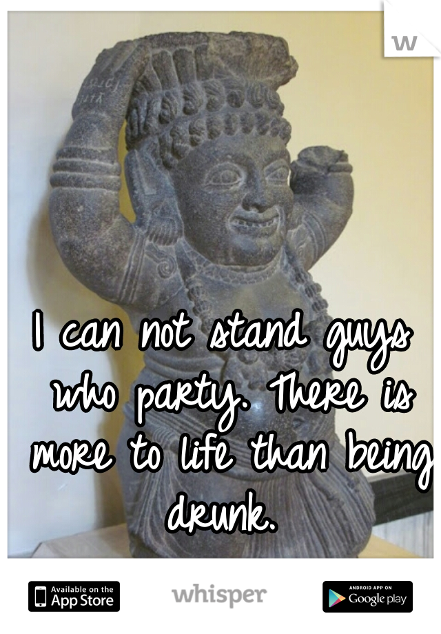 I can not stand guys who party. There is more to life than being drunk. 