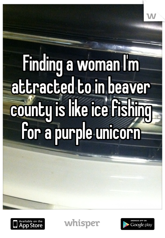 Finding a woman I'm attracted to in beaver county is like ice fishing for a purple unicorn 