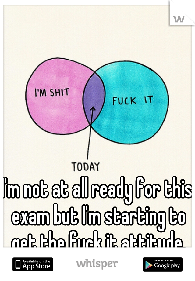 I'm not at all ready for this exam but I'm starting to get the fuck it attitude.