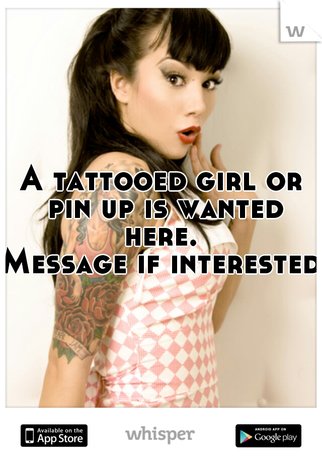 A tattooed girl or pin up is wanted here. 
Message if interested 