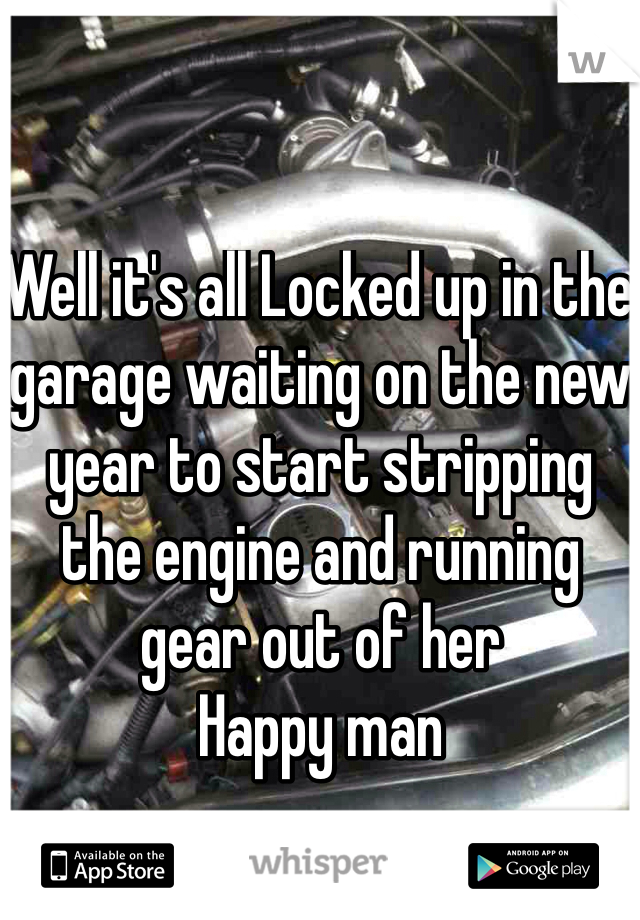Well it's all Locked up in the garage waiting on the new year to start stripping the engine and running gear out of her 
Happy man 