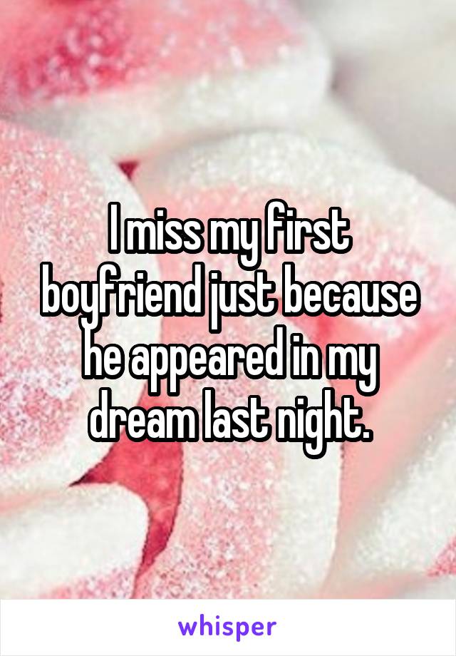 I miss my first boyfriend just because he appeared in my dream last night.
