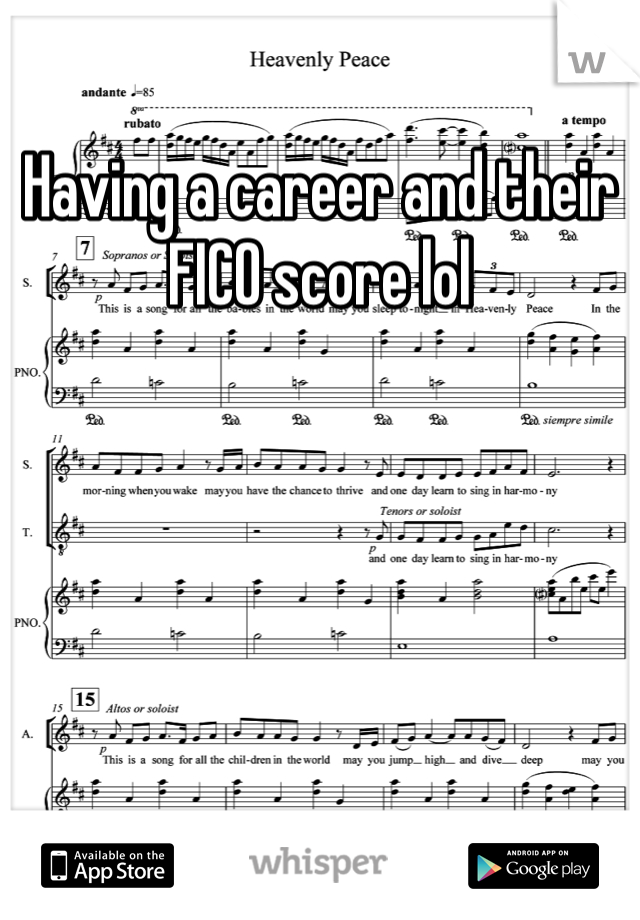 Having a career and their FICO score lol