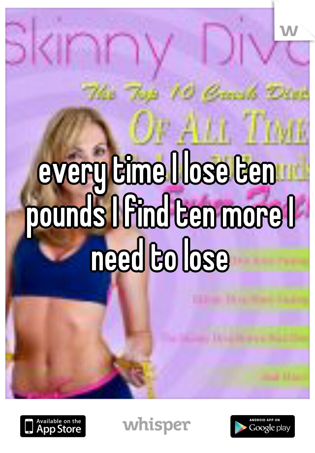 every time I lose ten pounds I find ten more I need to lose