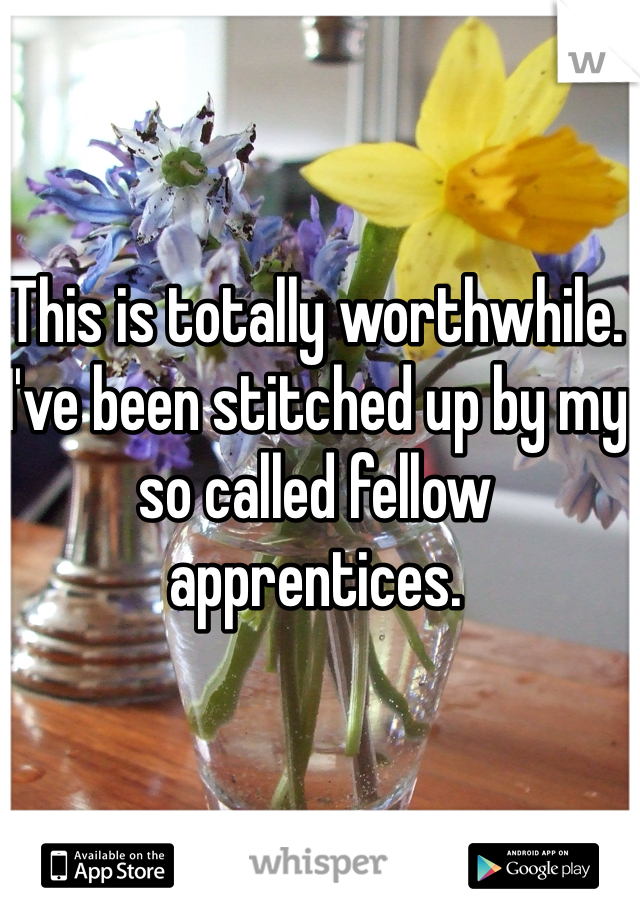 This is totally worthwhile. 
I've been stitched up by my so called fellow apprentices.