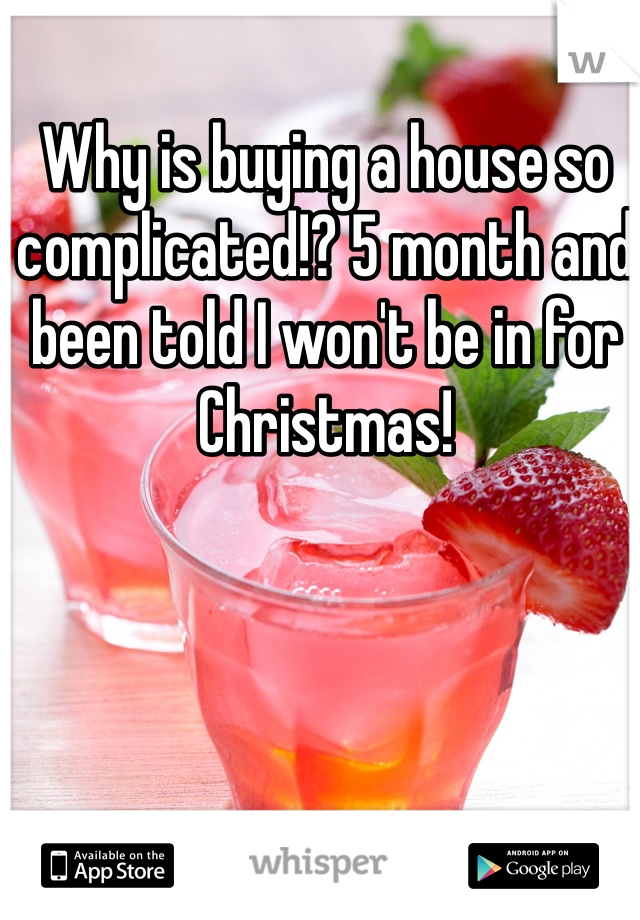 Why is buying a house so complicated!? 5 month and been told I won't be in for Christmas! 
