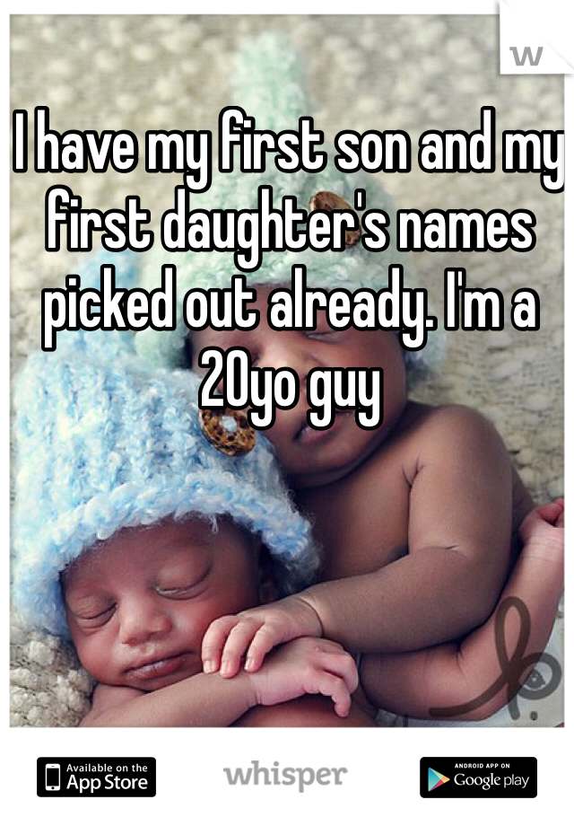 I have my first son and my first daughter's names picked out already. I'm a 20yo guy