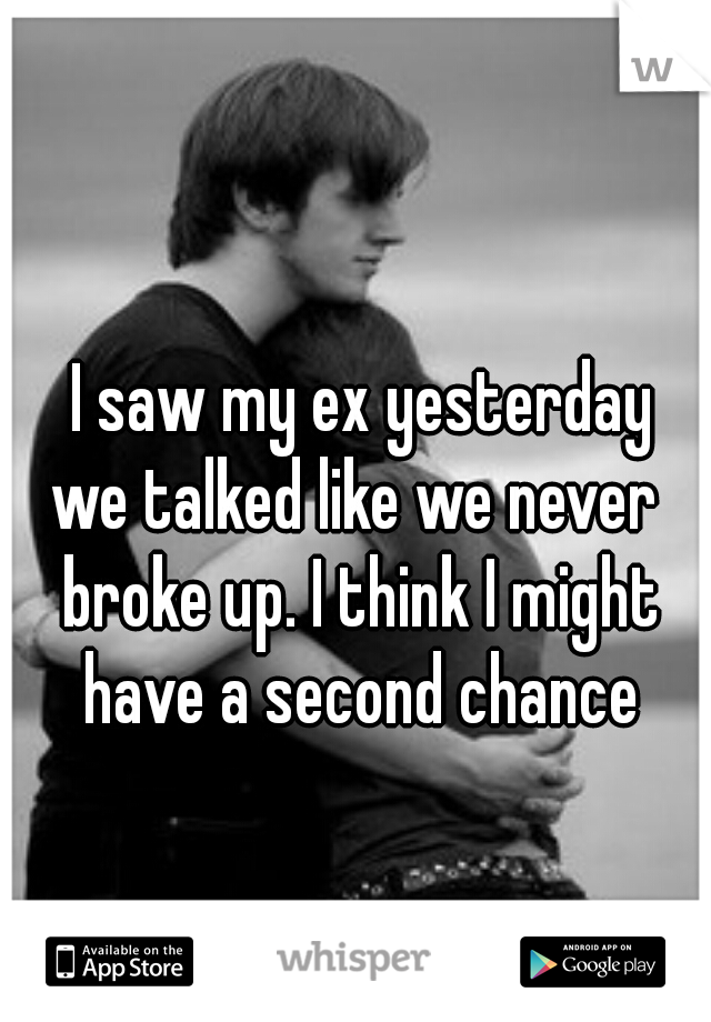 I saw my ex yesterday
we talked like we never 
broke up. I think I might
have a second chance