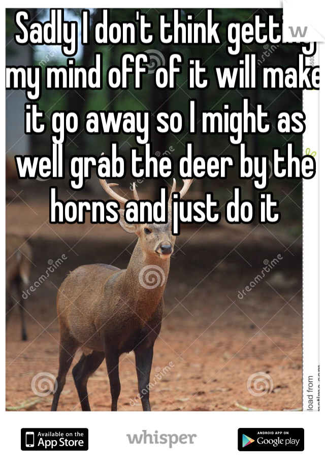 Sadly I don't think getting my mind off of it will make it go away so I might as well grab the deer by the horns and just do it 