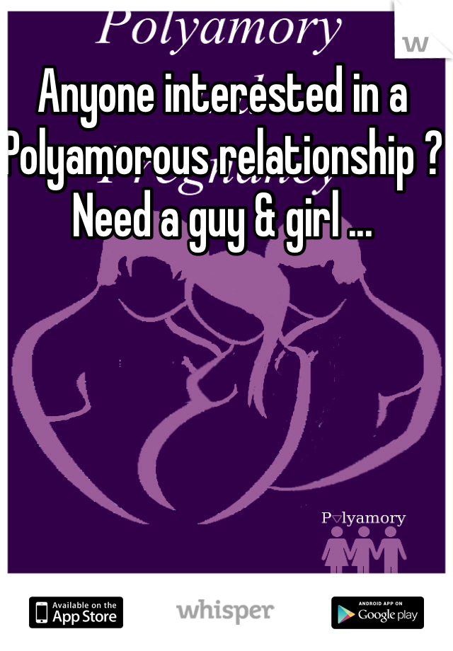 Anyone interested in a Polyamorous relationship ? Need a guy & girl ...