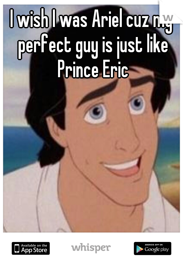 I wish I was Ariel cuz my perfect guy is just like Prince Eric