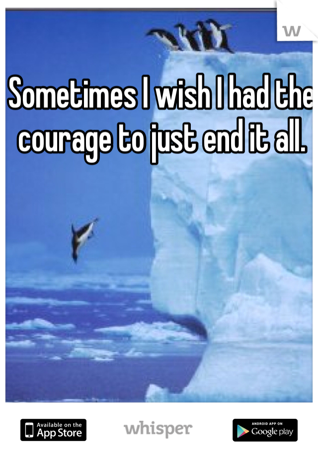 Sometimes I wish I had the courage to just end it all.