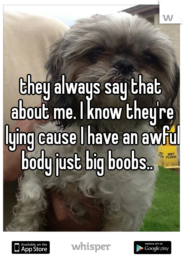 they always say that about me. I know they're lying cause I have an awful body just big boobs..   