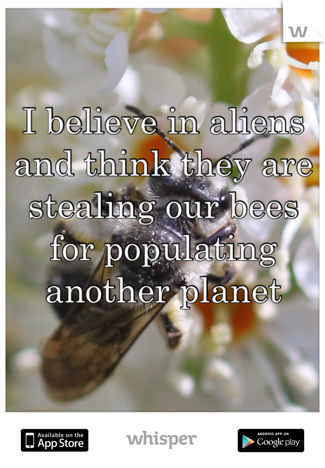 I believe in aliens and think they are stealing our bees for populating another planet