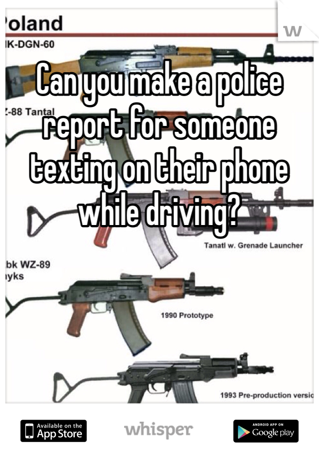 Can you make a police report for someone texting on their phone while driving?