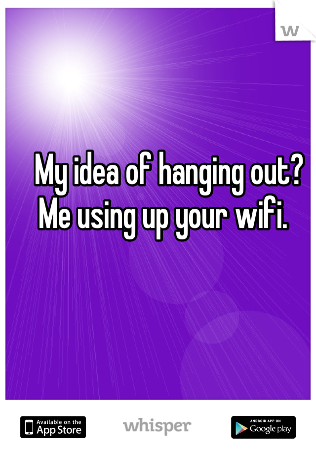 My idea of hanging out?  Me using up your wifi.  