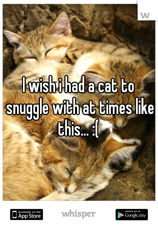 I wish i had a cat to snuggle with at times like this... :( 