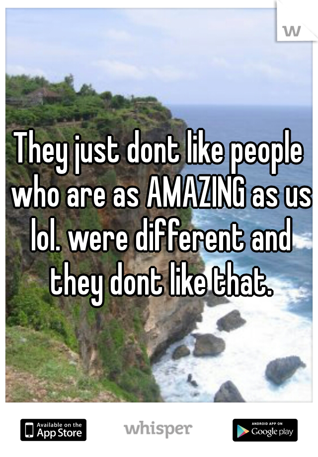They just dont like people who are as AMAZING as us lol. were different and they dont like that.