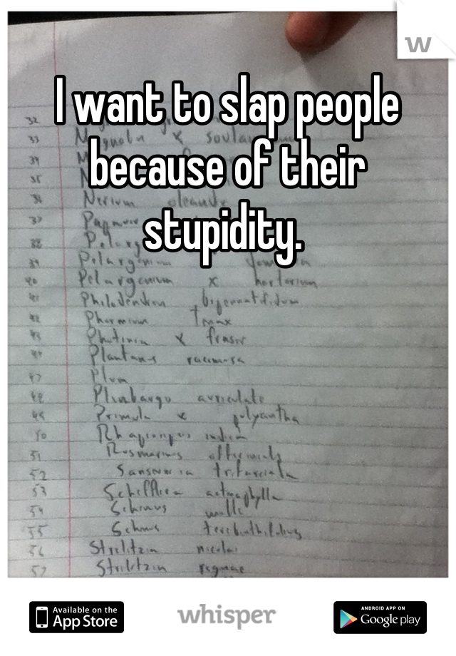 I want to slap people because of their stupidity. 