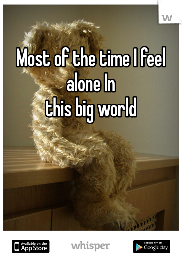 Most of the time I feel alone In 
this big world 