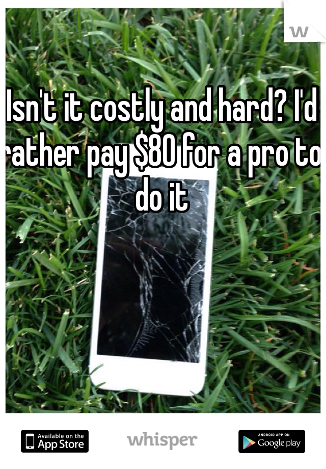 Isn't it costly and hard? I'd rather pay $80 for a pro to do it