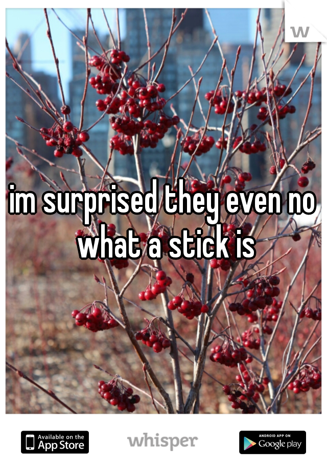 im surprised they even no what a stick is