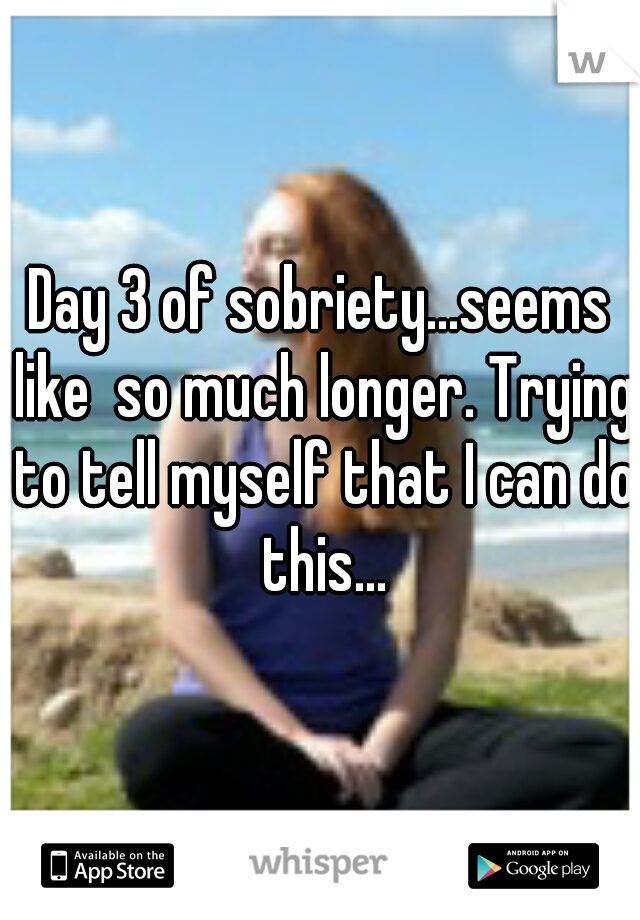 Day 3 of sobriety...seems like  so much longer. Trying to tell myself that I can do this...