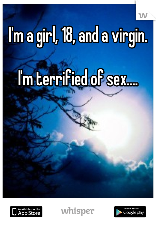 I'm a girl, 18, and a virgin. 

I'm terrified of sex....