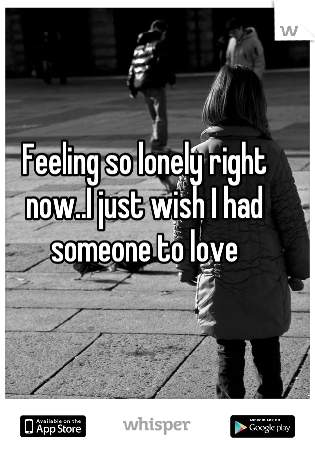 Feeling so lonely right now..I just wish I had someone to love