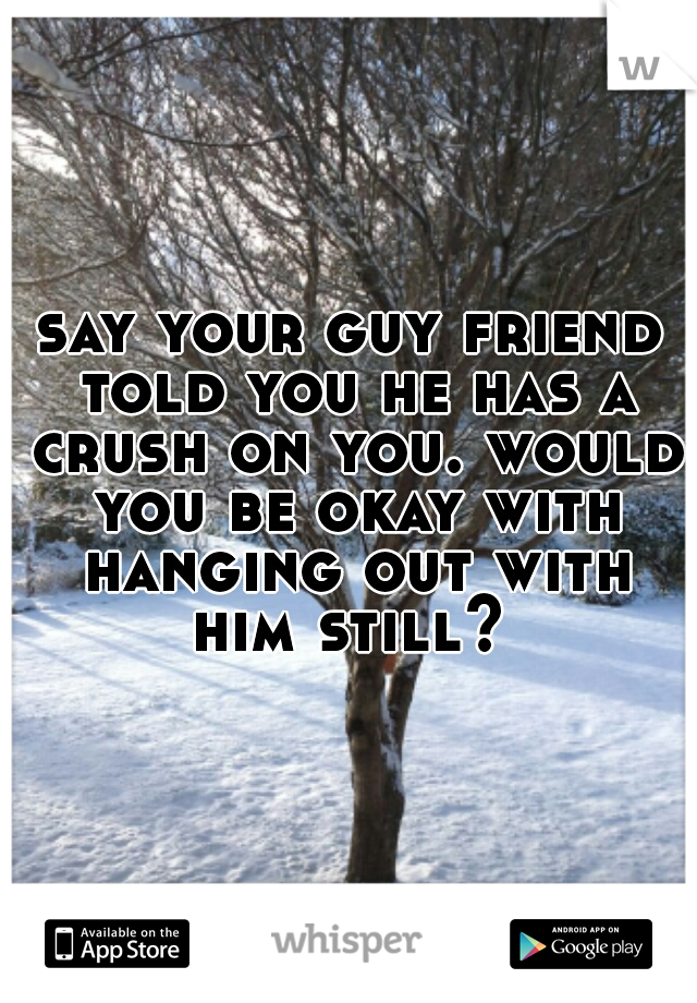 say your guy friend told you he has a crush on you. would you be okay with hanging out with him still? 