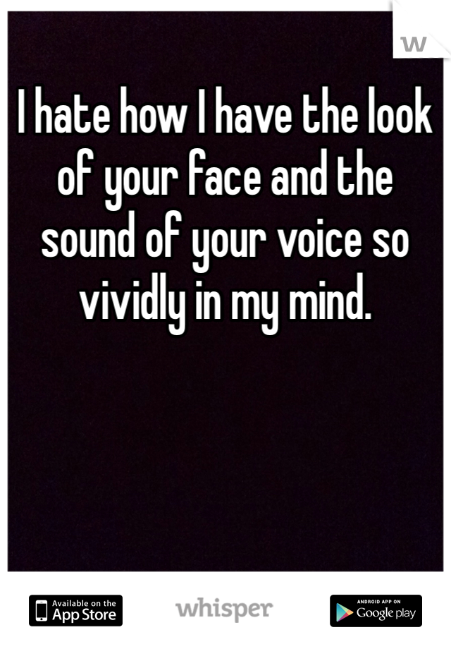 I hate how I have the look of your face and the sound of your voice so vividly in my mind.