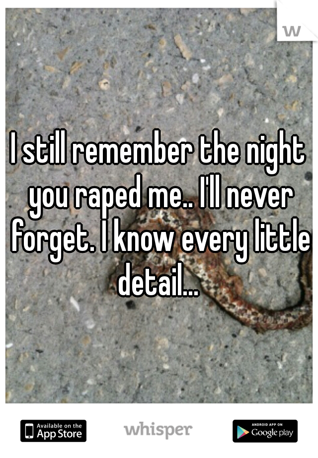 I still remember the night you raped me.. I'll never forget. I know every little detail... 