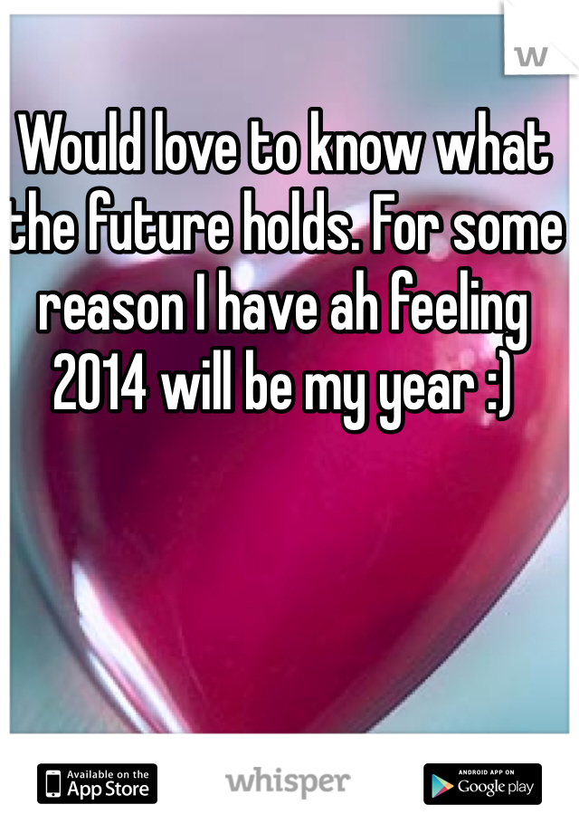 Would love to know what the future holds. For some reason I have ah feeling 2014 will be my year :) 