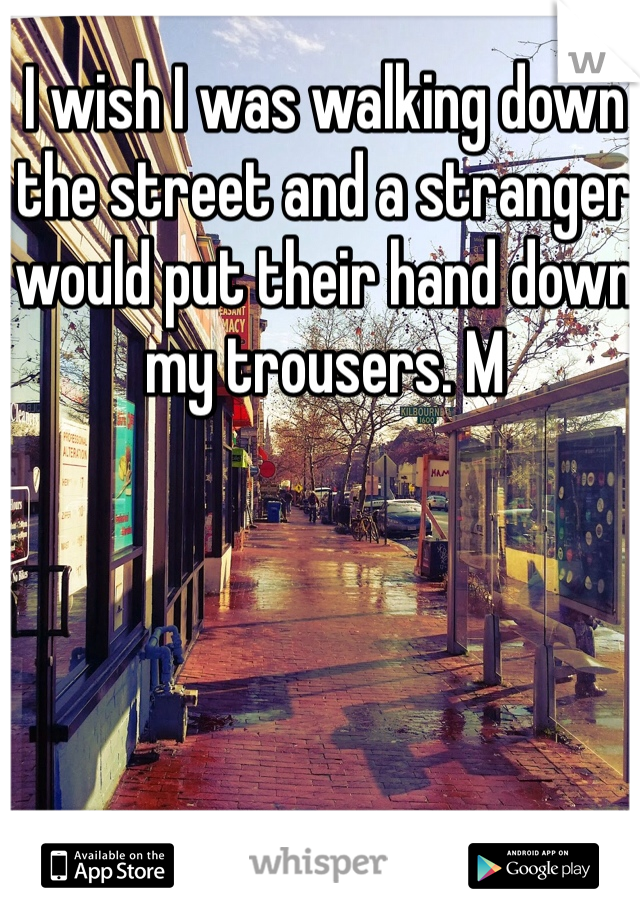 I wish I was walking down the street and a stranger would put their hand down my trousers. M