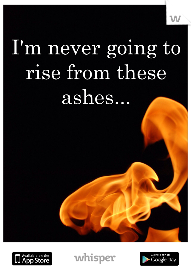 I'm never going to rise from these ashes...