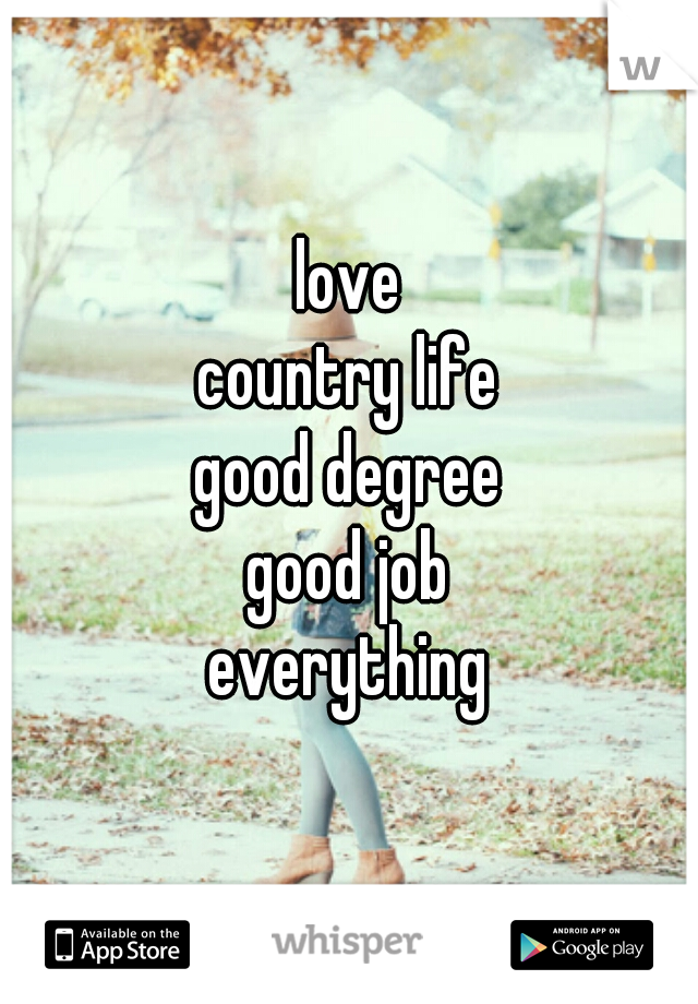 love
country life
good degree
good job
everything