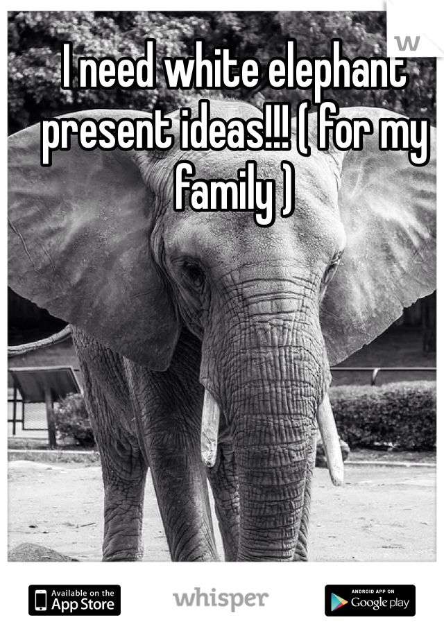 I need white elephant present ideas!!! ( for my family ) 